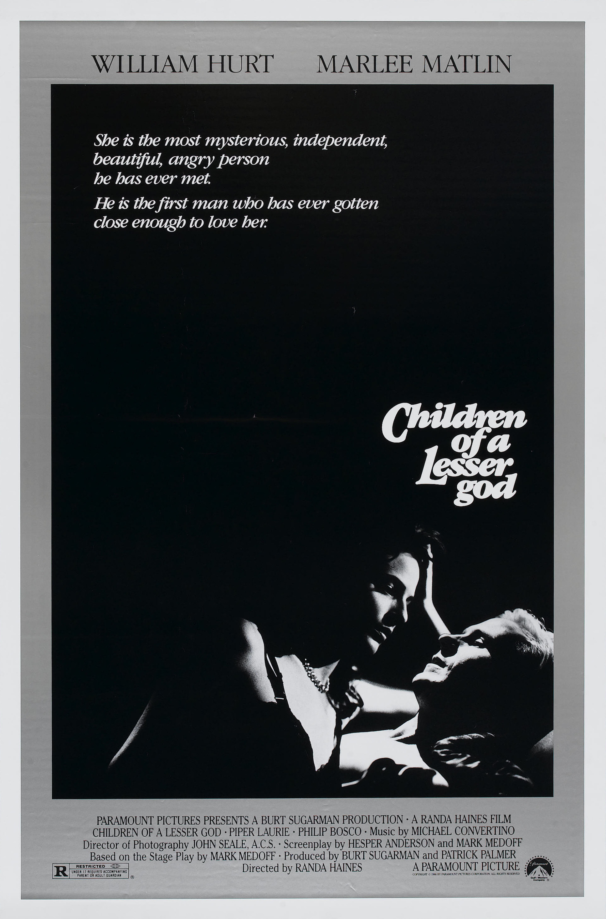 Mega Sized Movie Poster Image for Children of a Lesser God 